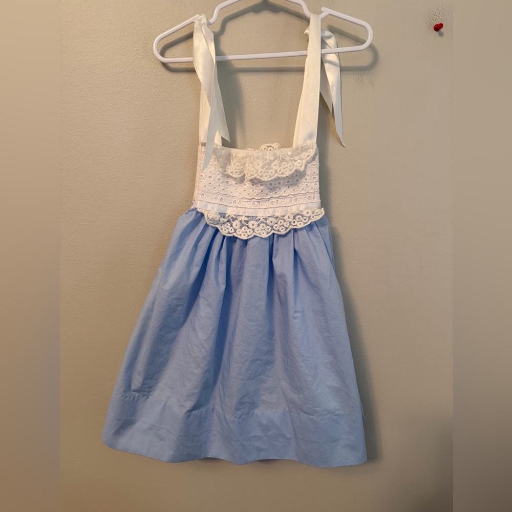 Little Bear Smocks Blue Sundress with White Lace